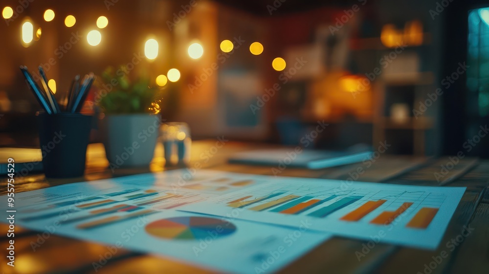 Business strategy brainstorming session with charts and graphs, creative style, high detail, soft lighting Business strategy brainstorming session with charts and graphs, creative style, high detail, soft lighting