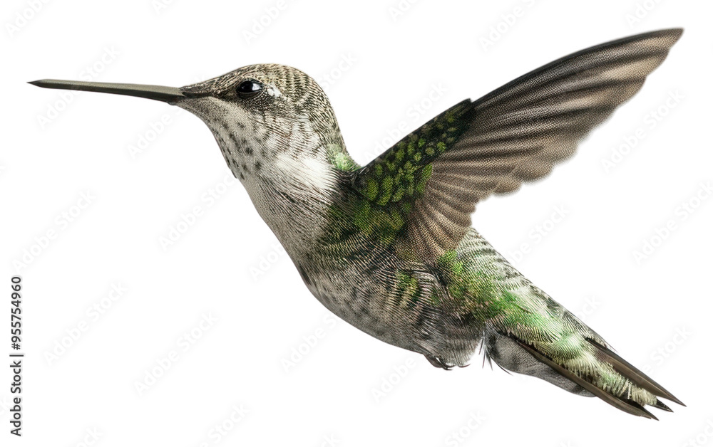 Fototapeta premium PNG Hummingbird in mid-flight motion