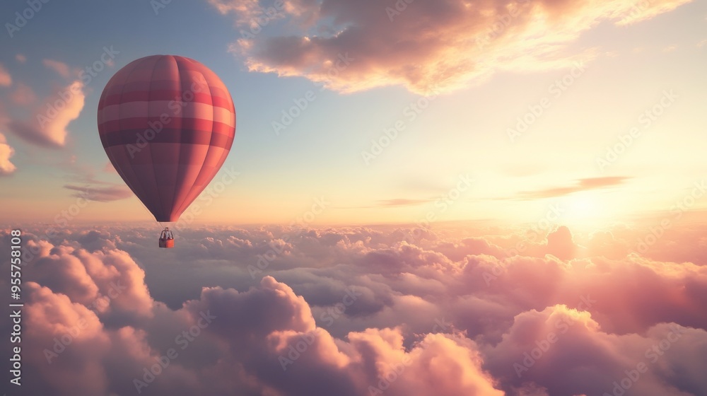 Serene Hot Air Balloon at Sunset