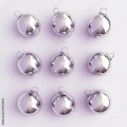 Cute Pastel Silver Agogo Bells 3D Render - Minimalist Design on White Background photo