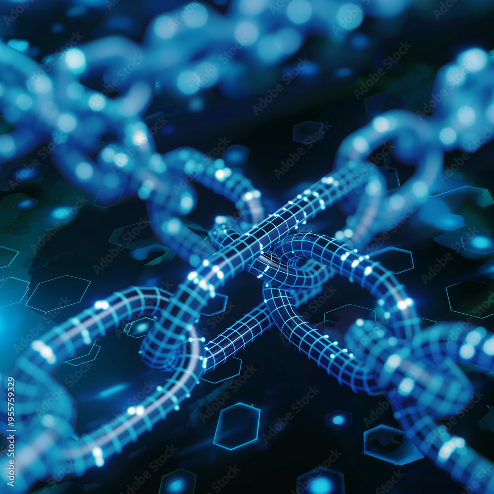 background with stars A computer screen displaying A digital artwork of interwoven chains, symbolizing the interconnectedness and security that blockchain provides in business and finance
background with stars A computer screen displaying A digital artwork of interwoven chains, symbolizing the interconnectedness and security that blockchain provides in business and finance