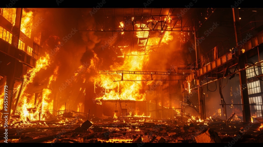 fire in a warehouse or building fire in a warehouse or building