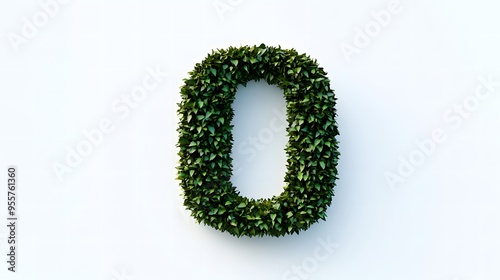 Photorealistic Number "0" Formed from Lush Greenery, Representing Growth and Vitality, Isolated on a White Background, Perfect for Eco-Friendly and Nature-Inspired Designs