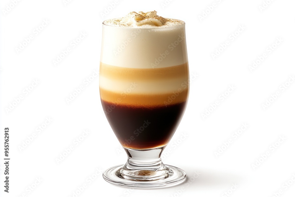 Layered Coffee Drink with Whipped Cream and Sprinkle