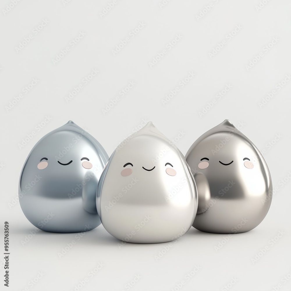 Cute Pastel Silver Caxixi 3D Model - Minimalist Design, Front View Cute Pastel Silver Caxixi 3D Model - Minimalist Design, Front View