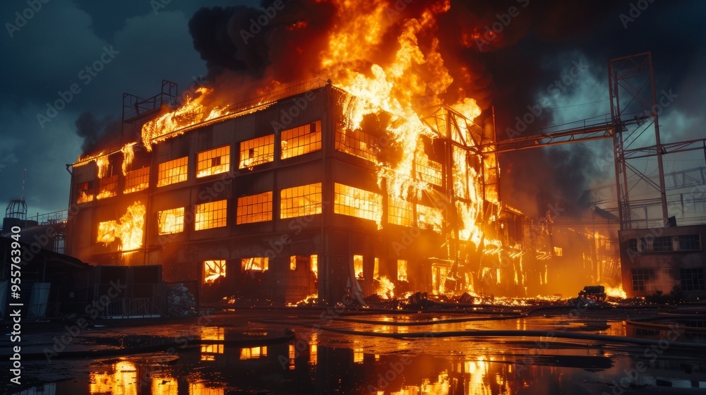 fire in a warehouse or building fire in a warehouse or building