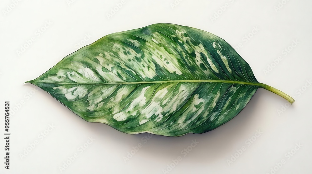 Nature's Variegated Canvas: A Close-Up Study of a Dieffenbachia Leaf's Intricate Patterns and Verdant Hues Nature's Variegated Canvas: A Close-Up Study of a Dieffenbachia Leaf's Intricate Patterns and Verdant Hues