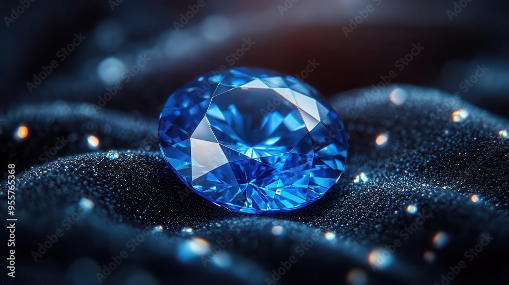 brilliant blue sapphire on black velvet dramatic spot lighting facets sparkling luxury jewelry showcase brilliant blue sapphire on black velvet dramatic spot lighting facets sparkling luxury jewelry showcase