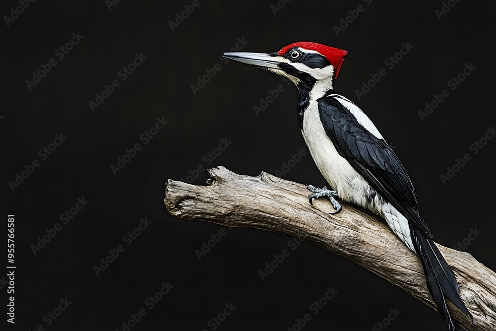 Ivory Woodpecker Perched on a Branch with Black Background, Wallpaper, Cover and Screen for Smartphone, PC, Laptop, 9:16 and 16:9 Format Ivory Woodpecker Perched on a Branch with Black Background, Wallpaper, Cover and Screen for Smartphone, PC, Laptop, 9:16 and 16:9 Format