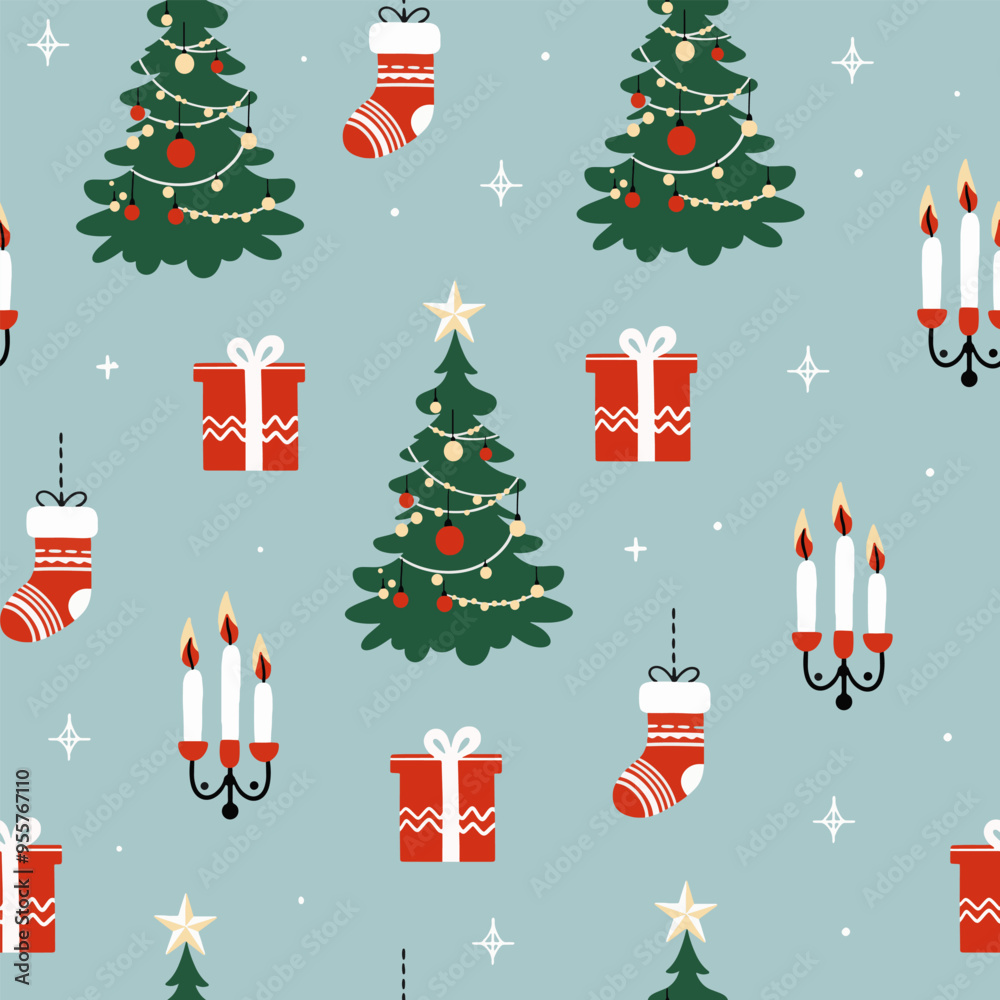 Seamless Christmas pattern. Vector isolated background for wrapping, paper, banners. Seamless Christmas pattern. Vector isolated background for wrapping, paper, banners.