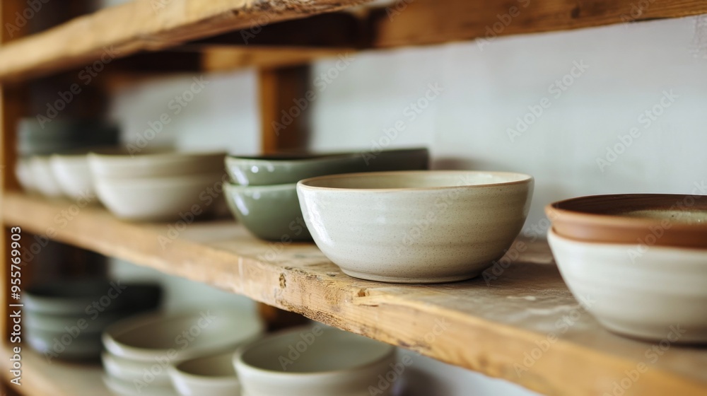 Rustic Ceramic Bowls on Display Rustic Ceramic Bowls on Display
