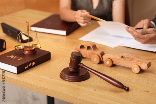 Wooden cars with justice sc...