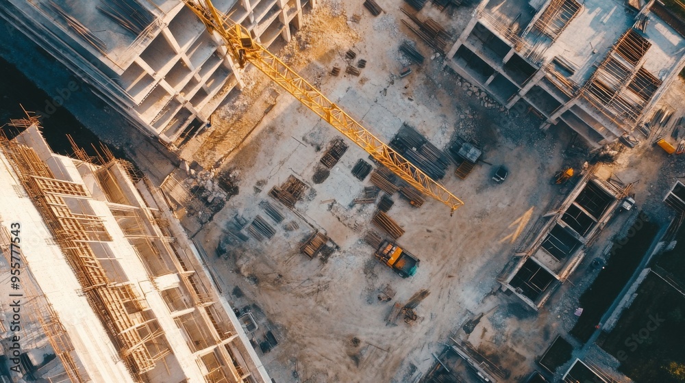 Fototapeta premium Aerial View of Construction Site