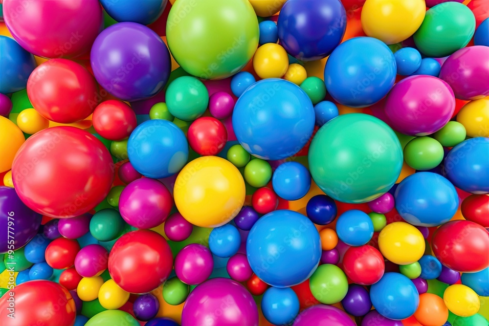 Vibrant Array of Multicolored Three-Dimensional Spheres in a Bright Geometric Layout Vibrant Array of Multicolored Three-Dimensional Spheres in a Bright Geometric Layout