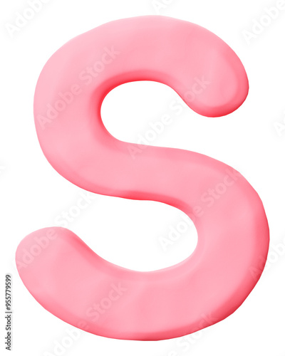 Letter S png pink clay alphabet, transparent background