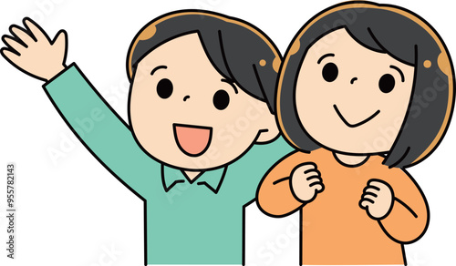 楽しそうに見上げる子供