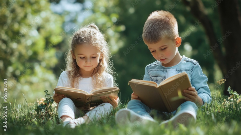 Children Reading in Nature Children Reading in Nature