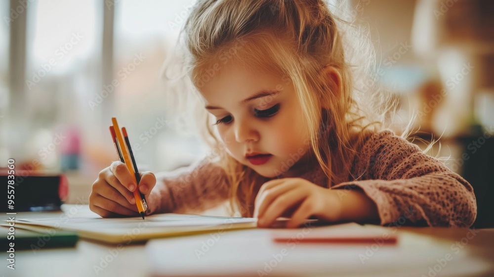 Focused Child Drawing Focused Child Drawing