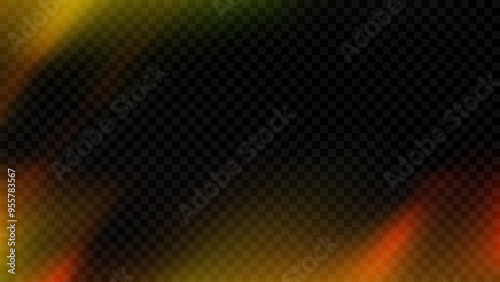 Light leak effect background. Exposed retro film overlay. Old burn photo filter template. Vintage lens flare texture backdrop. Blurry gradient photographic wallpaper. Vector saturated film effect
