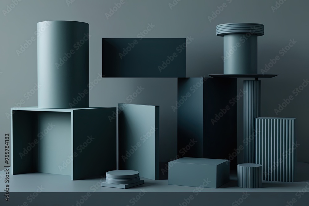 Elegant 3D Geometric Designs in Dark Color Tones Elegant 3D Geometric Designs in Dark Color Tones