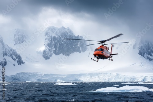 rescue helicopter in Antarctica photo