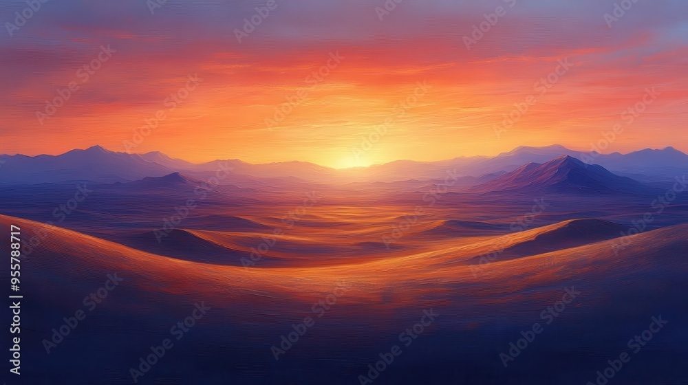 ethereal desert twilight with undulating dunes bathed in soft golden light majestic sky painted with muted oranges and purples casting long shadows across the tranquil landscape ethereal desert twilight with undulating dunes bathed in soft golden light majestic sky painted with muted oranges and purples casting long shadows across the tranquil landscape