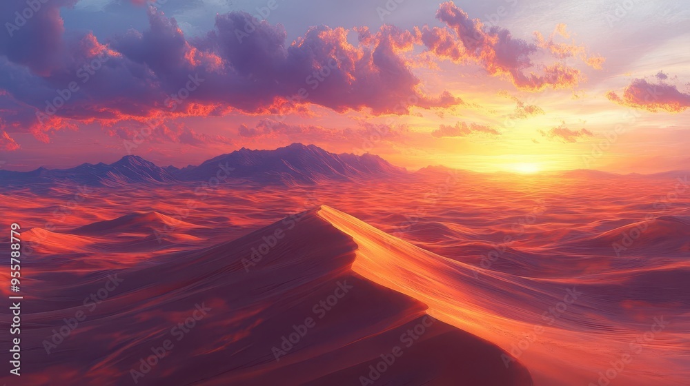 ethereal desert twilight with undulating dunes bathed in soft golden light majestic sky painted with muted oranges and purples casting long shadows across the tranquil landscape ethereal desert twilight with undulating dunes bathed in soft golden light majestic sky painted with muted oranges and purples casting long shadows across the tranquil landscape