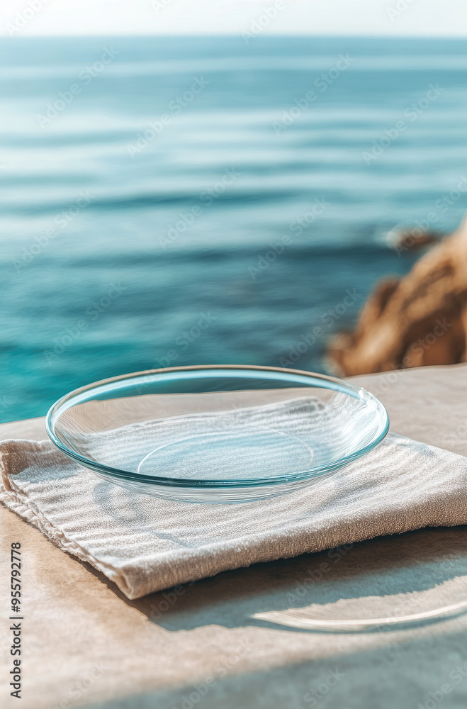 Glass Platter on a Countertop with a Softly Blurred Kitchen Scene Glass Platter on a Countertop with a Softly Blurred Kitchen Scene