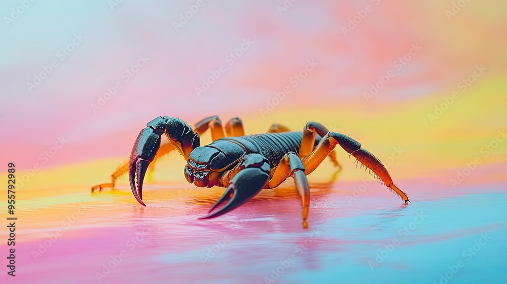 Fototapeta premium Scorpion Isolated on Colorful Background