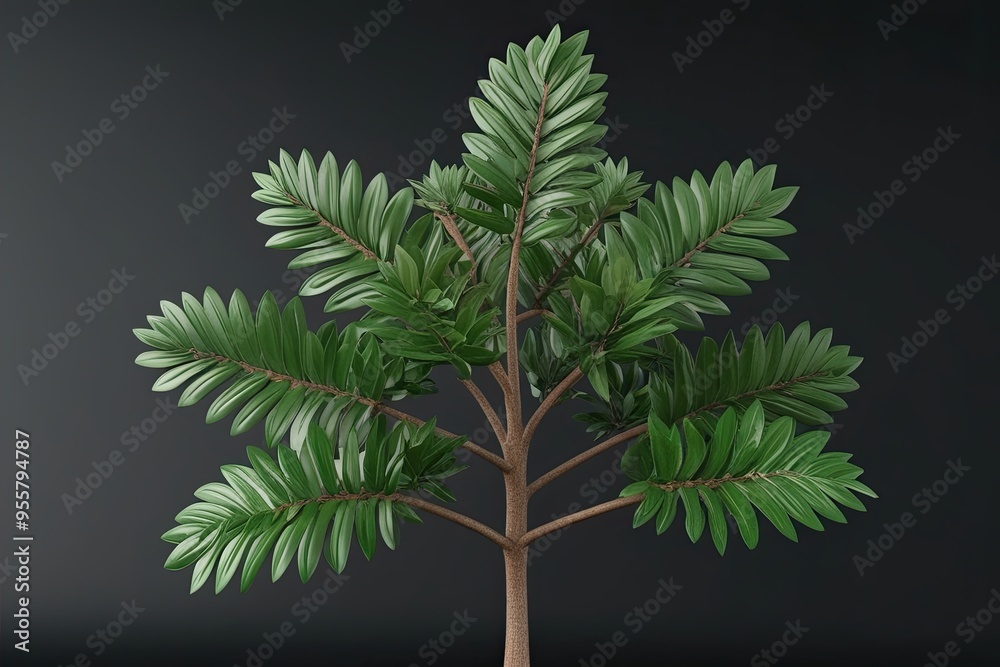 3D Visualization of Pistacia Lentiscus Tree with Evergreen Leaves on Black Background 3D Visualization of Pistacia Lentiscus Tree with Evergreen Leaves on Black Background