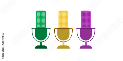 Podcast concept vector illustration with a retro microphone and sound waves.