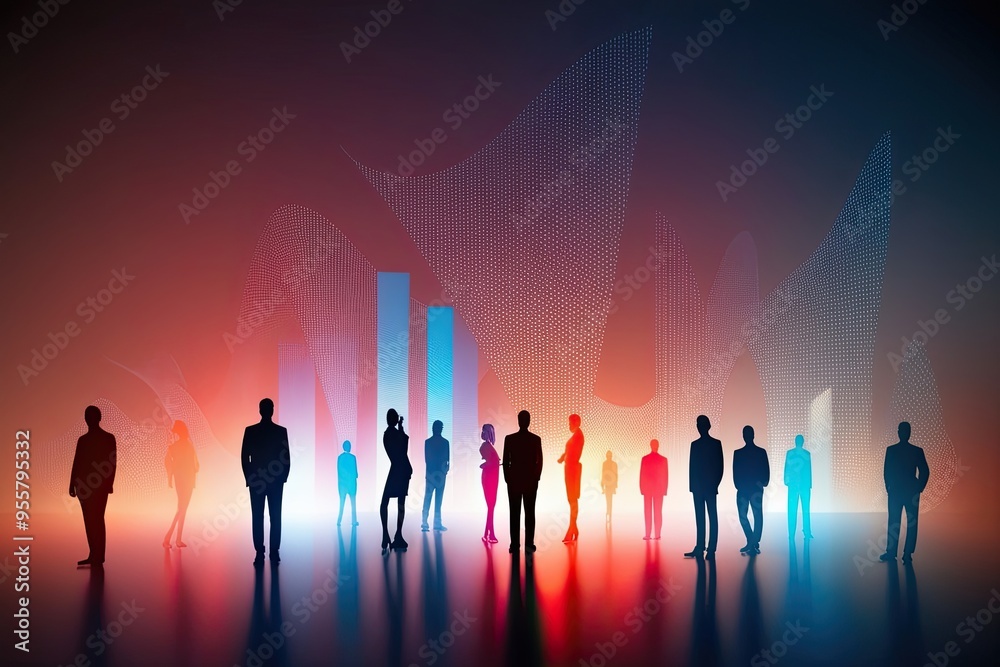 Fototapeta premium Dynamic 3D Background Display with Silhouette Form Artistry