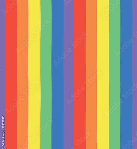 Vector seamless pattern of hand drawn lgbtq rainbow flag background