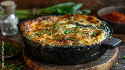 a delectable French dish originating, features a savory mixture of spinach, Swiss chard, and herbs, bound together with eggs and baked to perfection,