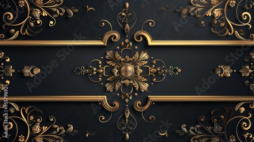 Golden vector art frame. Decoration border background. Vintage deco luxury card label illustration template. Vintage gold label for greetings and promotion.