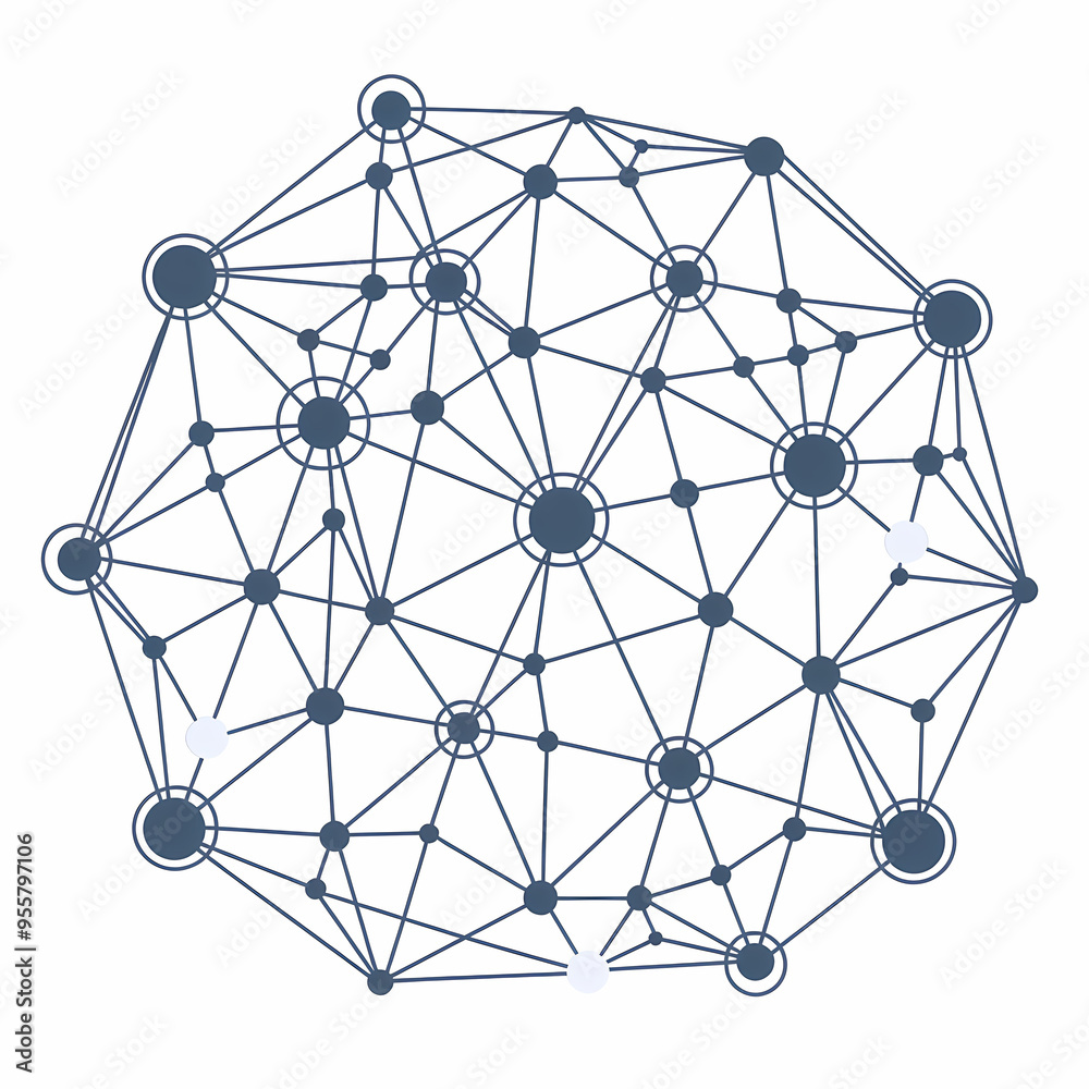 blockchain network with interconnected nodes, Geometric illustration, contour, isolated in white background blockchain network with interconnected nodes, Geometric illustration, contour, isolated in white background