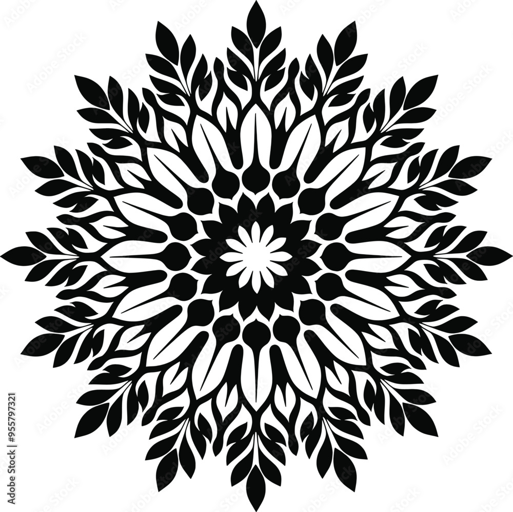 Fototapeta premium Mandala Design round Black silhouette