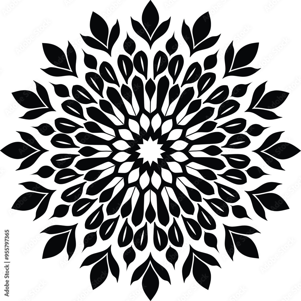 Fototapeta premium Mandala Design round Black silhouette