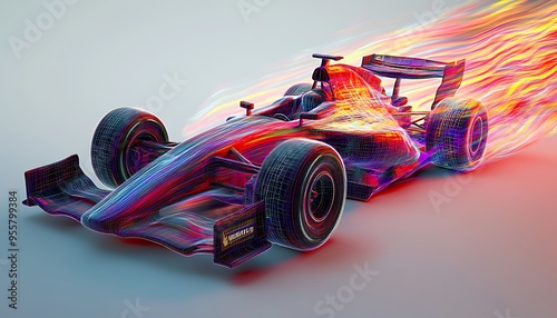 CFD Simulation of Airflow Around Formula 1 Car Highlighting Downforce and Drag