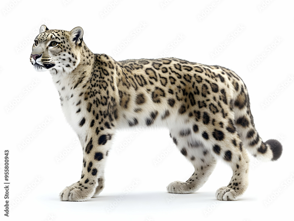 A graceful snow leopard walking elegantly, showcasing its stunning spotted coat and vibrant personality in a natural pose. A graceful snow leopard walking elegantly, showcasing its stunning spotted coat and vibrant personality in a natural pose.