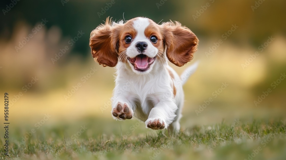 A happy puppy running through a field, ears flapping in the breeze, embodying the unfiltered joy of a playful and carefree spirit. A happy puppy running through a field, ears flapping in the breeze, embodying the unfiltered joy of a playful and carefree spirit.