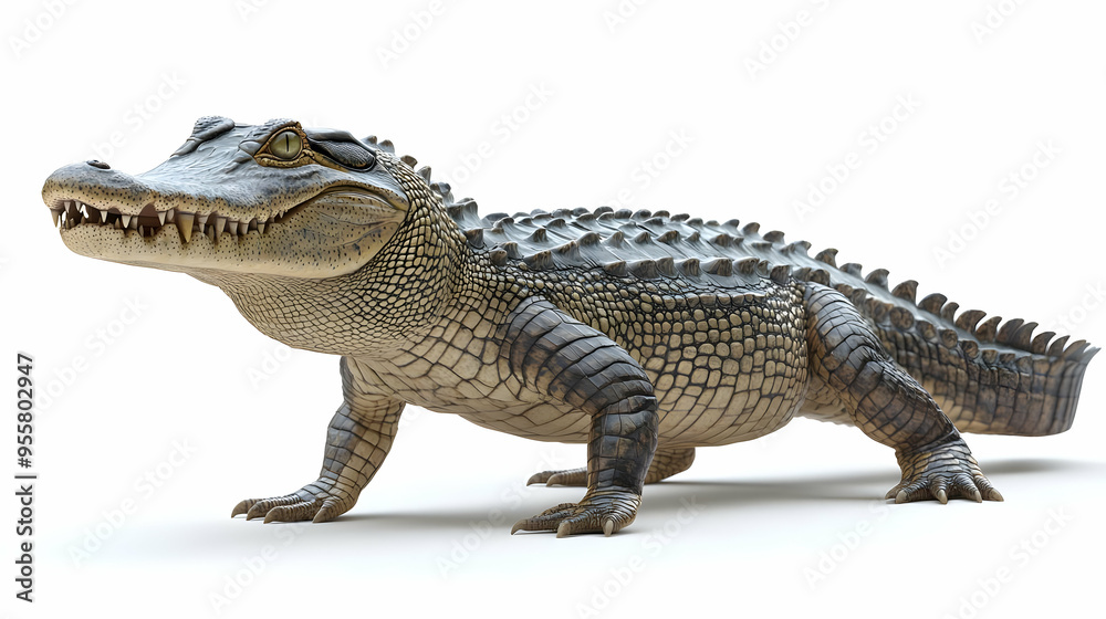 A realistic crocodile figure showcasing distinct features and textures, perfect for educational or creative projects. A realistic crocodile figure showcasing distinct features and textures, perfect for educational or creative projects.
