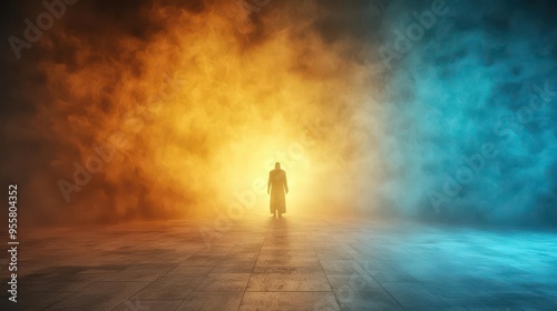 A terrifying monster from ancient folklore emerging from the shadows on Halloween night