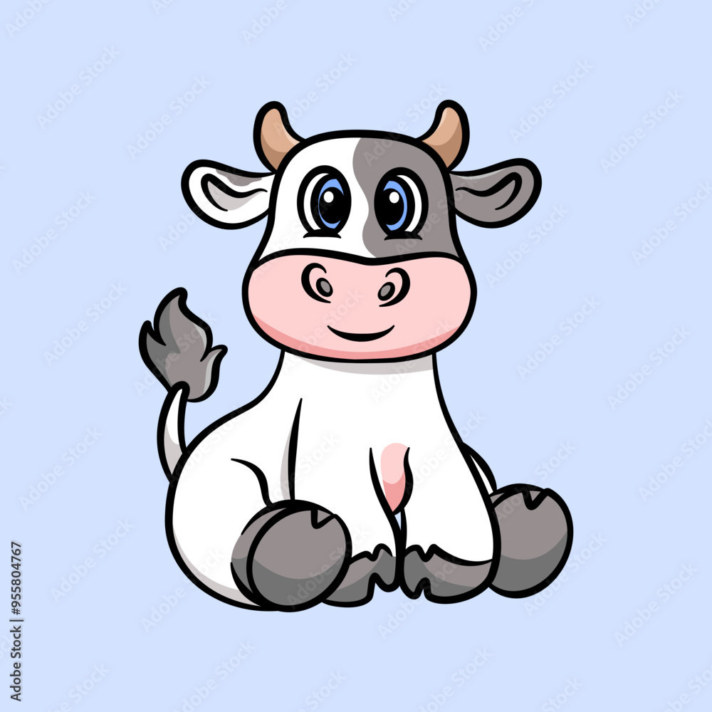 cow happy sitdown cartoon illustration cow happy sitdown cartoon illustration