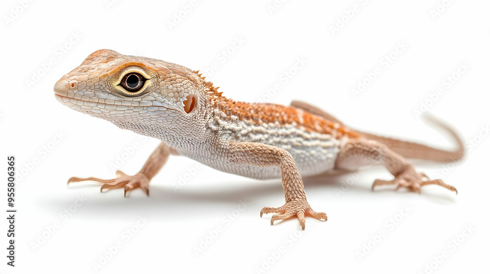 A close-up view of a vibrant lizard with intricate patterns, showcasing its unique features and colors against a white background. A close-up view of a vibrant lizard with intricate patterns, showcasing its unique features and colors against a white background.