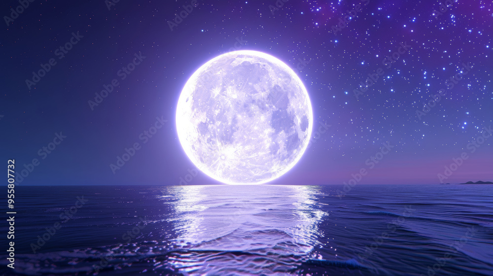 A 3D white moon with a glowing texture surface on beautiful relaxing wave wide ocean gradient night cinematic design galaxy purple dreamy refresh background A 3D white moon with a glowing texture surface on beautiful relaxing wave wide ocean gradient night cinematic design galaxy purple dreamy refresh background