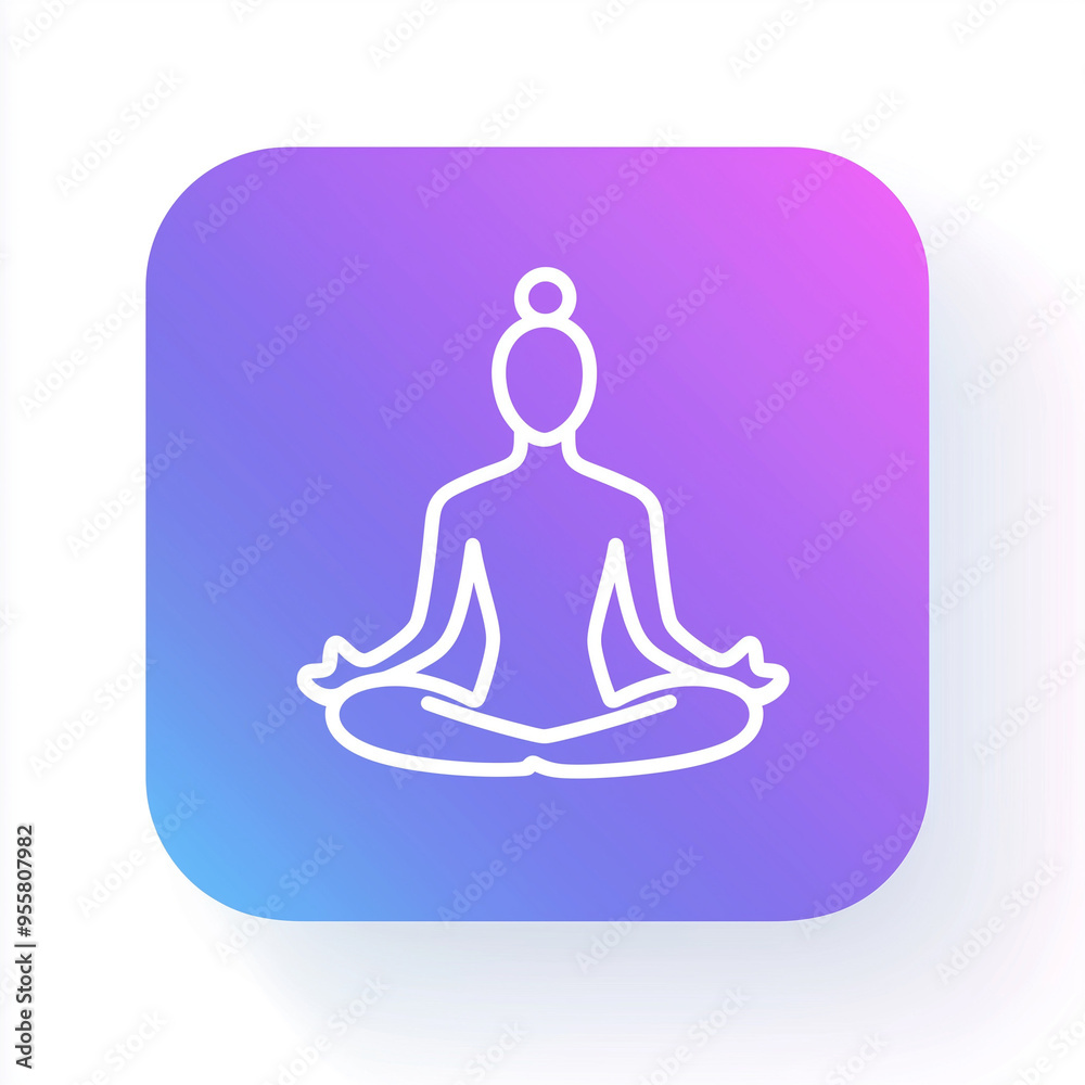 Yoga Pose Icon in White Line Art on Gradient Background
Yoga Pose Icon in White Line Art on Gradient Background
