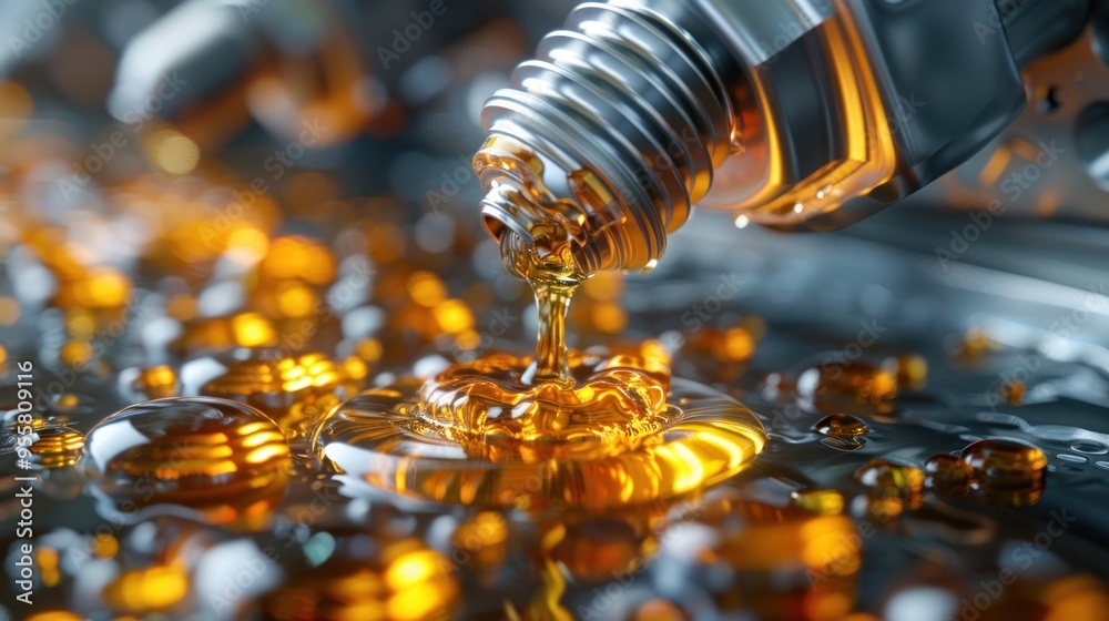 Engine in oil drop,3 D Render Engine in oil drop,3 D Render
