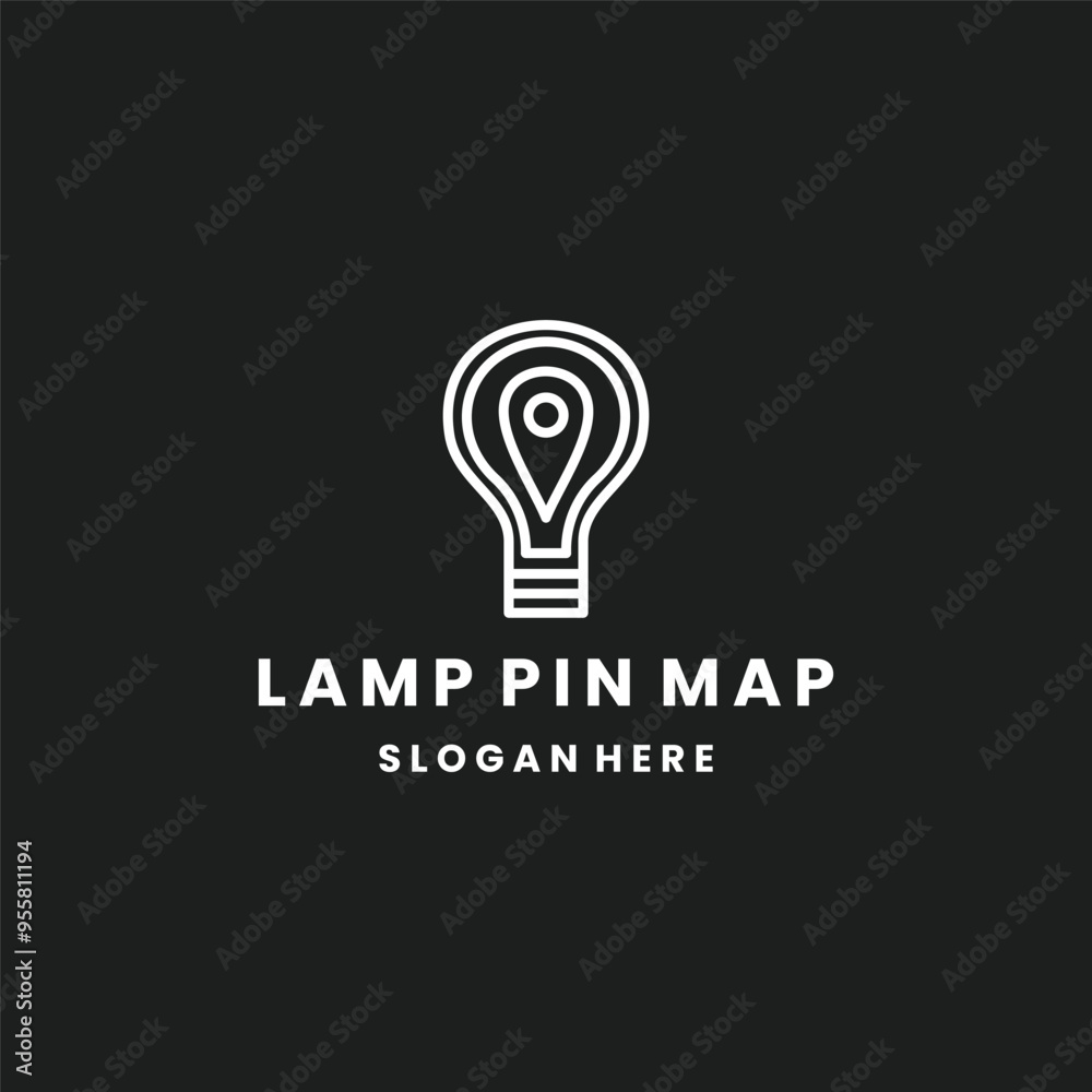 Lamp and pin map logo template vector illustration design Lamp and pin map logo template vector illustration design