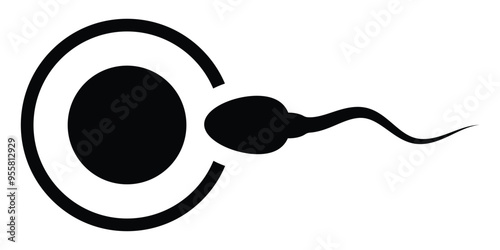 The sperm enters the egg icon. Concept of conceiving. Black silhouette. Vector illustration design.